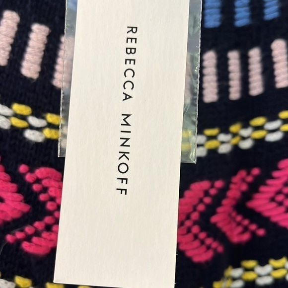 Rebecca Minkoff Raja navy pullover with multi-colored design. Size Large. NWT - Picture 3 of 11